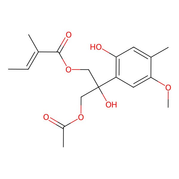 2D Structure of [3-Acetyloxy-2-hydroxy-2-(2-hydroxy-5-methoxy-4-methylphenyl)propyl] 2-methylbut-2-enoate