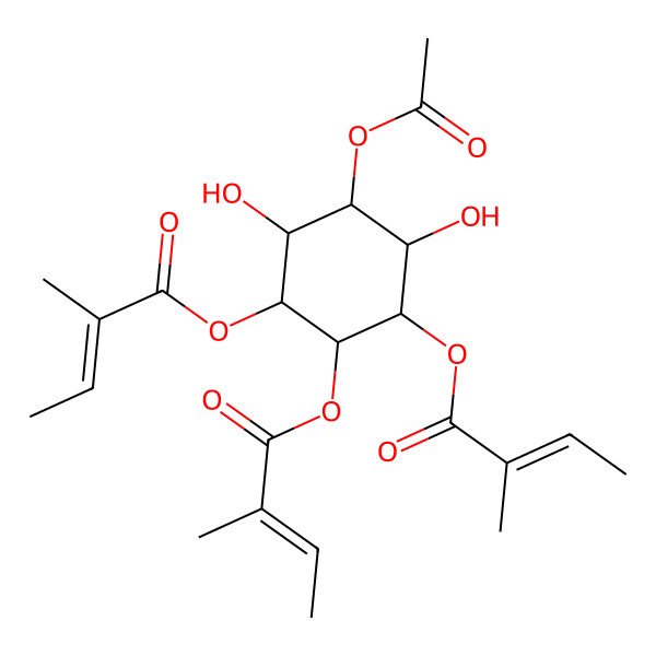 2D Structure of [3-Acetyloxy-2,4-dihydroxy-5,6-bis(2-methylbut-2-enoyloxy)cyclohexyl] 2-methylbut-2-enoate