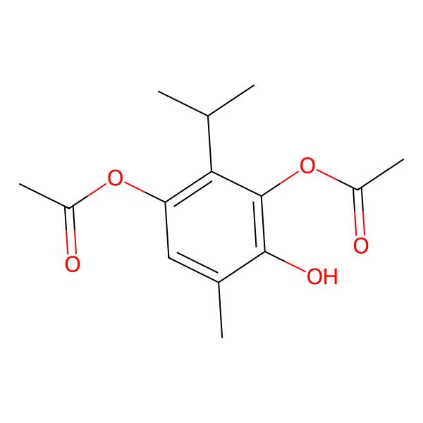 2D Structure of (3-Acetyloxy-4-hydroxy-5-methyl-2-propan-2-ylphenyl) acetate