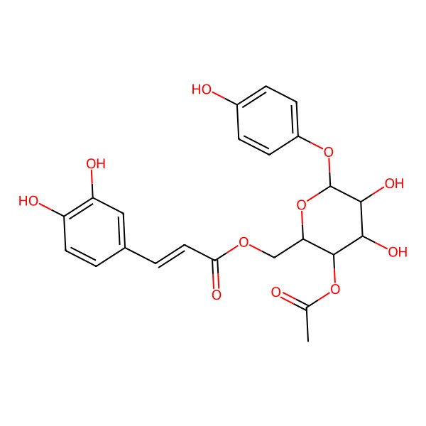 2D Structure of [3-Acetyloxy-4,5-dihydroxy-6-(4-hydroxyphenoxy)oxan-2-yl]methyl 3-(3,4-dihydroxyphenyl)prop-2-enoate