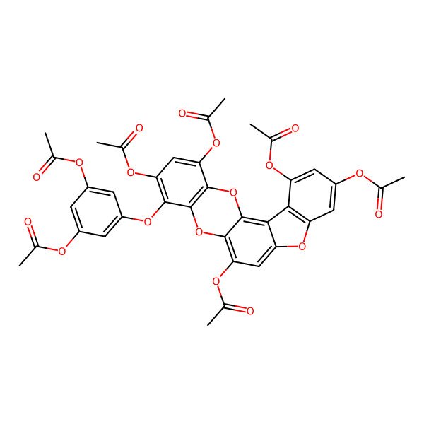 2D Structure of [3-Acetyloxy-5-[(1,3,6,10,12-pentaacetyloxy-[1]benzofuro[3,2-a]oxanthren-4-yl)oxy]phenyl] acetate