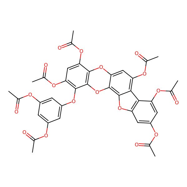 2D Structure of [3-Acetyloxy-5-[(2,4,7,8,10-pentaacetyloxy-[1]benzofuro[2,3-a]oxanthren-1-yl)oxy]phenyl] acetate