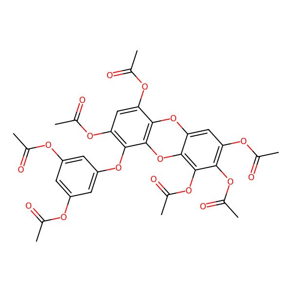 2D Structure of [3-Acetyloxy-5-(2,4,7,8,9-pentaacetyloxydibenzo-p-dioxin-1-yl)oxyphenyl] acetate