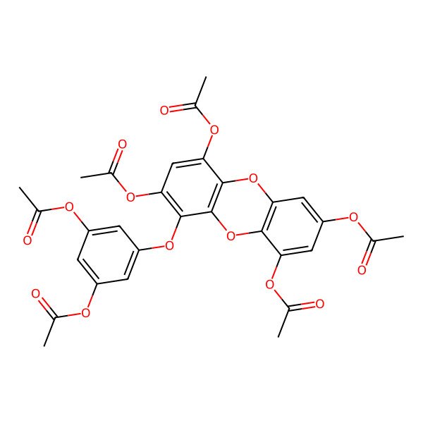 2D Structure of [3-Acetyloxy-5-(2,4,7,9-tetraacetyloxydibenzo-p-dioxin-1-yl)oxyphenyl] acetate