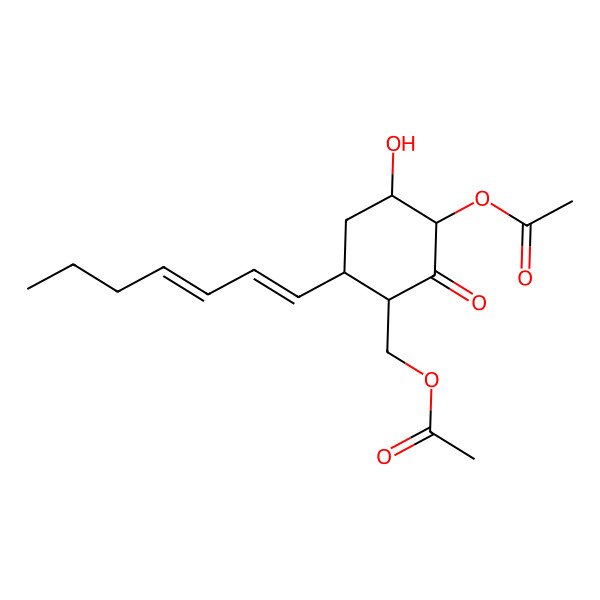 2D Structure of (3-Acetyloxy-6-hepta-1,3-dienyl-4-hydroxy-2-oxocyclohexyl)methyl acetate