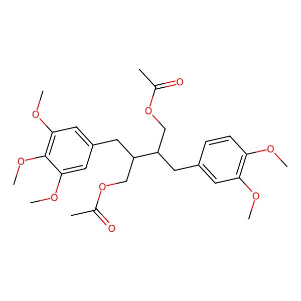 2D Structure of [3-(Acetyloxymethyl)-2-[(3,4-dimethoxyphenyl)methyl]-4-(3,4,5-trimethoxyphenyl)butyl] acetate