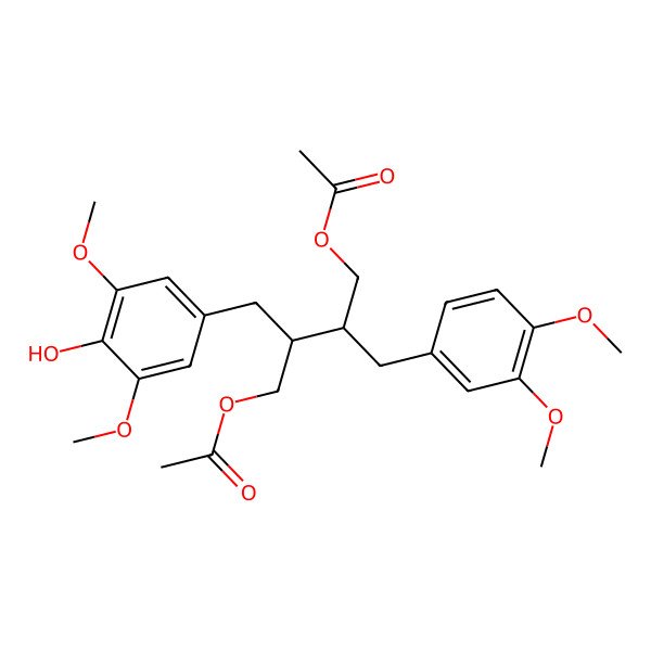 2D Structure of [3-(Acetyloxymethyl)-2-[(3,4-dimethoxyphenyl)methyl]-4-(4-hydroxy-3,5-dimethoxyphenyl)butyl] acetate