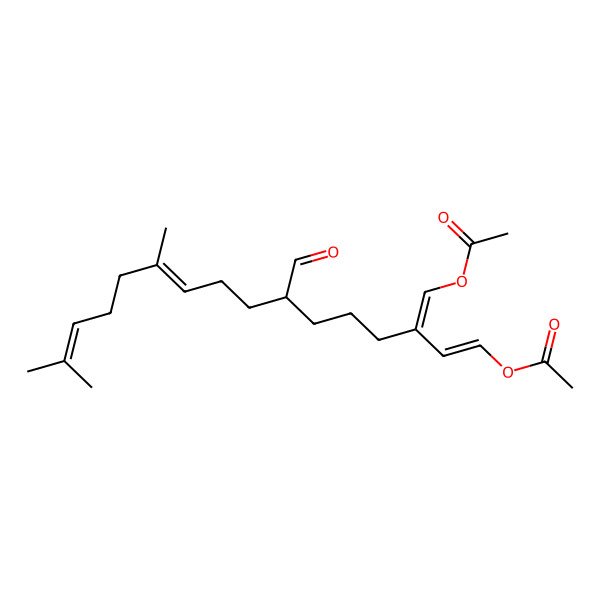 2D Structure of [3-(Acetyloxymethylidene)-7-formyl-11,15-dimethylhexadeca-1,10,14-trienyl] acetate