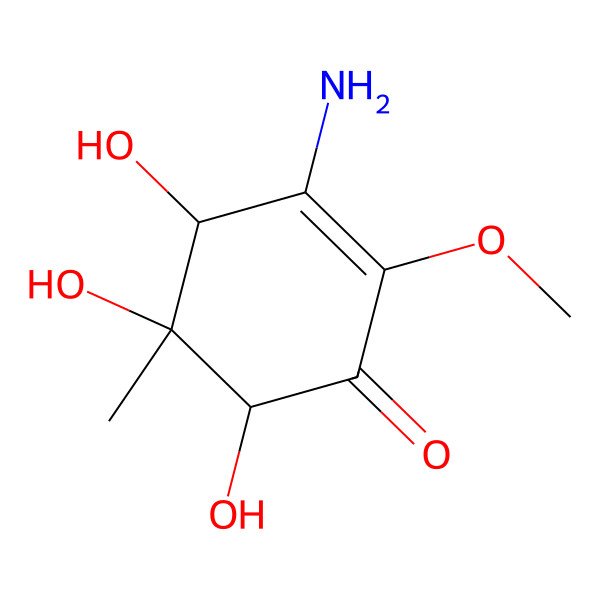 2D Structure of 3-Amino-4,5,6-trihydroxy-2-methoxy-5-methylcyclohex-2-en-1-one