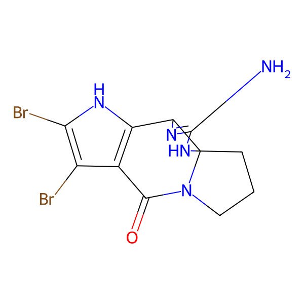 2D Structure of 3-Amino-8,9-dibromo-2,4,7,12-tetrazatetracyclo[10.3.0.01,5.06,10]pentadeca-3,6(10),8-trien-11-one