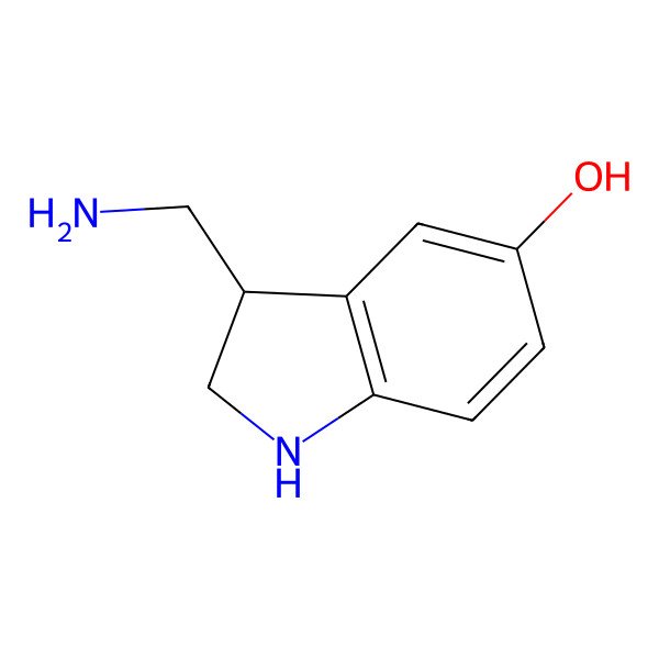 2D Structure of 3-(aminomethyl)-2,3-dihydro-1H-indol-5-ol