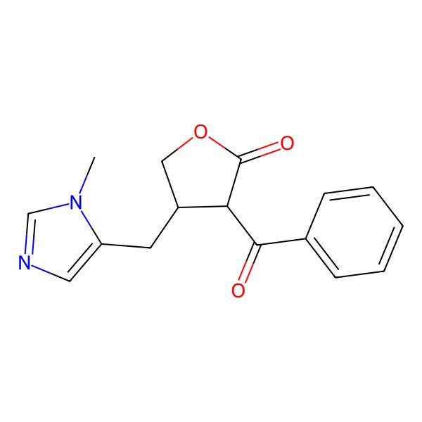 2D Structure of 3-Benzoyl-4-(3-methyl-3h-imidazol-4-ylmethyl)-dihydro-furan-2-one 2D Structure of 3-Benzoyl-4-(3-methyl-3h-imidazol-4-ylmethyl)-dihydro-furan-2-one