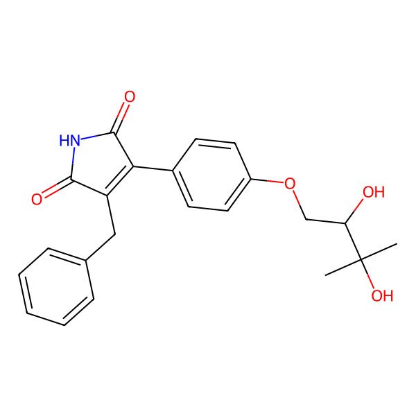 2D Structure of 3-Benzyl-4-[4-(2,3-dihydroxy-3-methylbutoxy)phenyl]pyrrole-2,5-dione