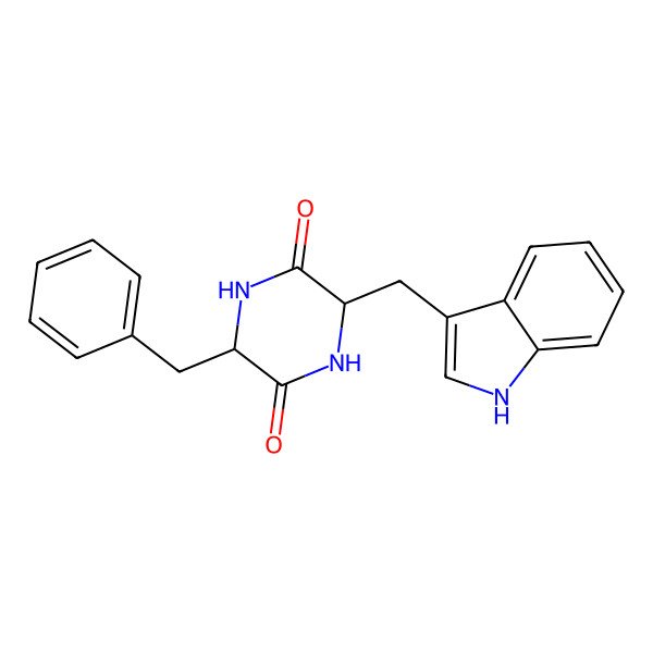 2D Structure of 2,5-Piperazinedione, 3-(1H-indol-3-ylmethyl)-6-(phenylmethyl)-