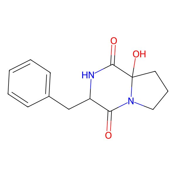 2D Structure of 3-benzyl-8a-hydroxy-3,6,7,8-tetrahydro-2H-pyrrolo[1,2-a]pyrazine-1,4-dione