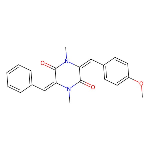 2D Structure of 3-Benzylidene-6-[(4-methoxyphenyl)methylidene]-1,4-dimethylpiperazine-2,5-dione
