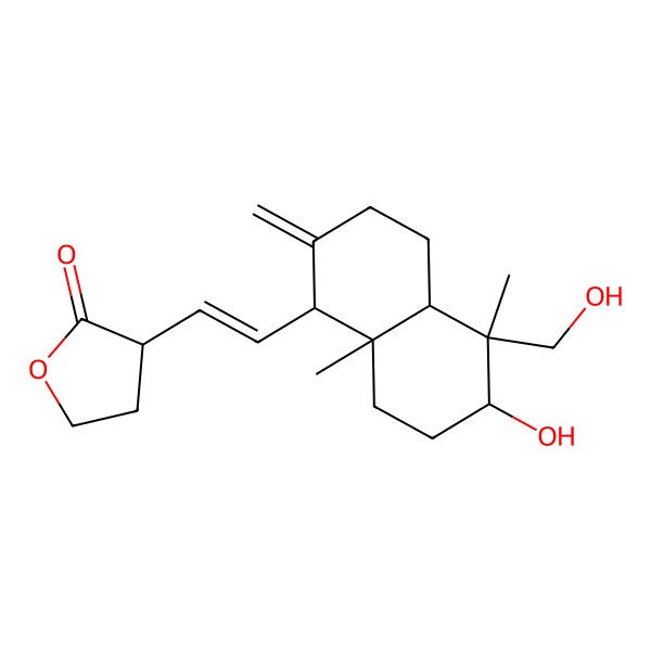 2D Structure of 3 beta,19-dihydroxylabda-8(17),11 E-dien-16,15-olide