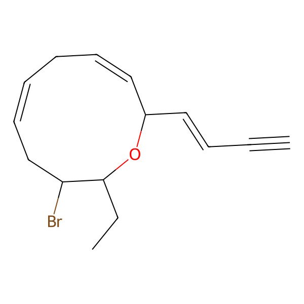 2D Structure of 3-bromo-10-but-1-en-3-ynyl-2-ethyl-3,4,7,10-tetrahydro-2H-oxecine