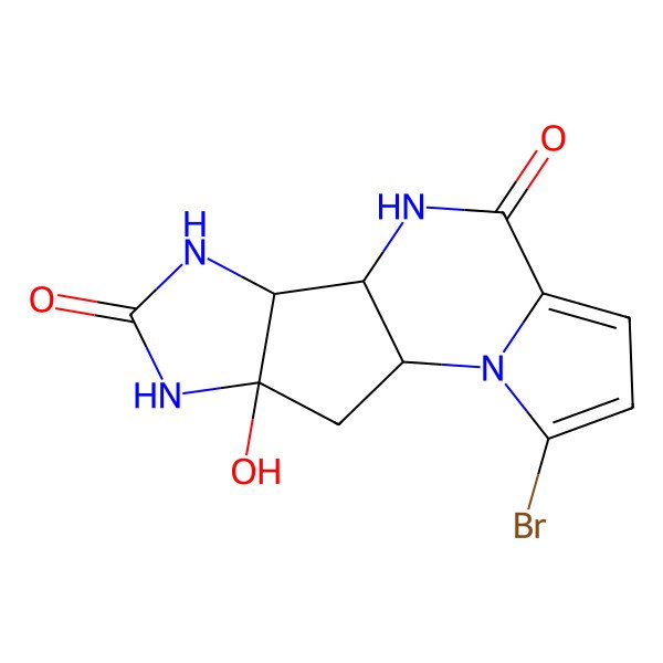 2D Structure of 3-Bromo-14-hydroxy-2,8,11,13-tetrazatetracyclo[7.6.0.02,6.010,14]pentadeca-3,5-diene-7,12-dione