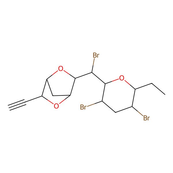 2D Structure of 3-[Bromo-(3,5-dibromo-6-ethyloxan-2-yl)methyl]-6-ethynyl-2,5-dioxabicyclo[2.2.1]heptane