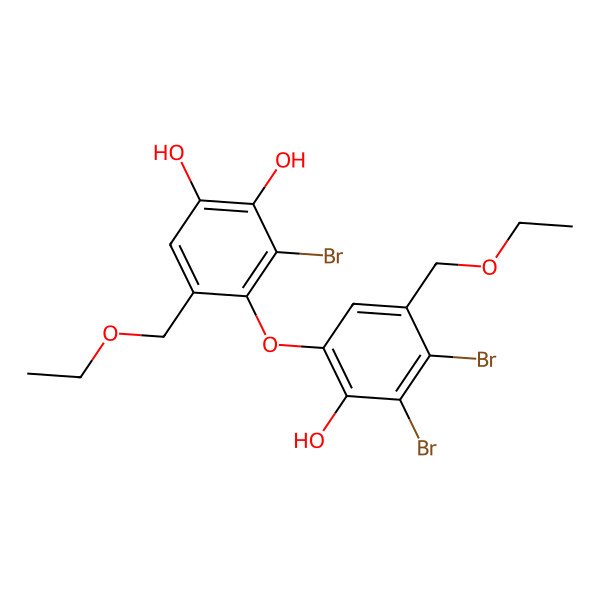 2D Structure of 3-Bromo-4-(3,4-dibromo-5-(ethoxymethyl)-2-hydroxyphenoxy)-5-(ethoxymethyl)benzene-1,2-diol