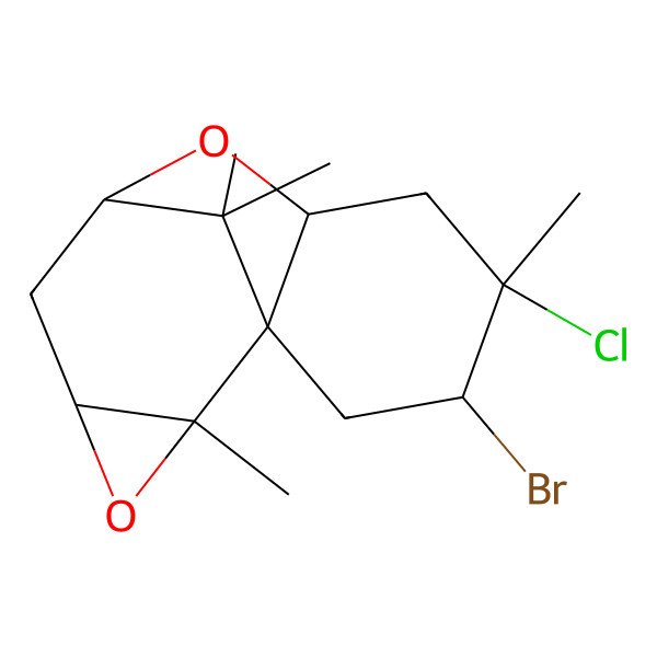 2D Structure of 3-Bromo-4-chloro-4,12,13,13-tetramethyl-7,11-dioxatetracyclo[6.4.1.01,6.010,12]tridecane