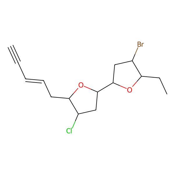 2D Structure of 3-Bromo-5-(4-chloro-5-pent-2-en-4-ynyloxolan-2-yl)-2-ethyloxolane