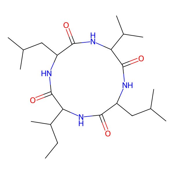 2D Structure of 3-Butan-2-yl-6,12-bis(2-methylpropyl)-9-propan-2-yl-1,4,7,10-tetrazacyclododecane-2,5,8,11-tetrone