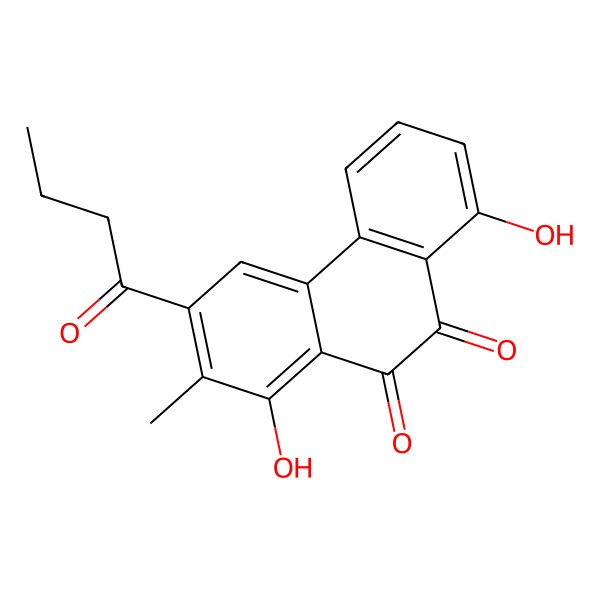 2D Structure of 3-Butanoyl-1,8-dihydroxy-2-methylphenanthrene-9,10-dione