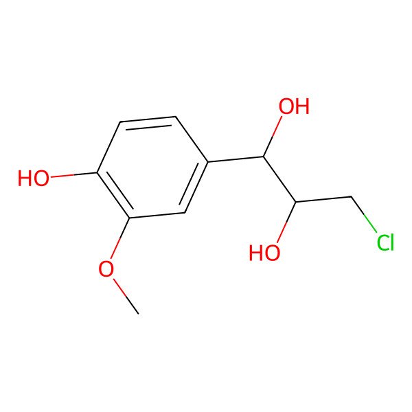 2D Structure of 3-Chloro-1-(4-hydroxy-3-methoxyphenyl)-1,2-propanediol 2D Structure of 3-Chloro-1-(4-hydroxy-3-methoxyphenyl)-1,2-propanediol