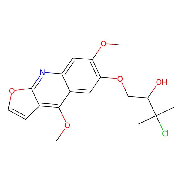 2D Structure of 3-Chloro-1-(4,7-dimethoxyfuro[2,3-b]quinolin-6-yl)oxy-3-methylbutan-2-ol