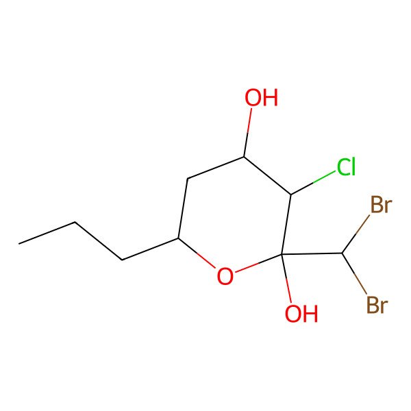 2D Structure of 3-Chloro-2-(dibromomethyl)-6-propyloxane-2,4-diol