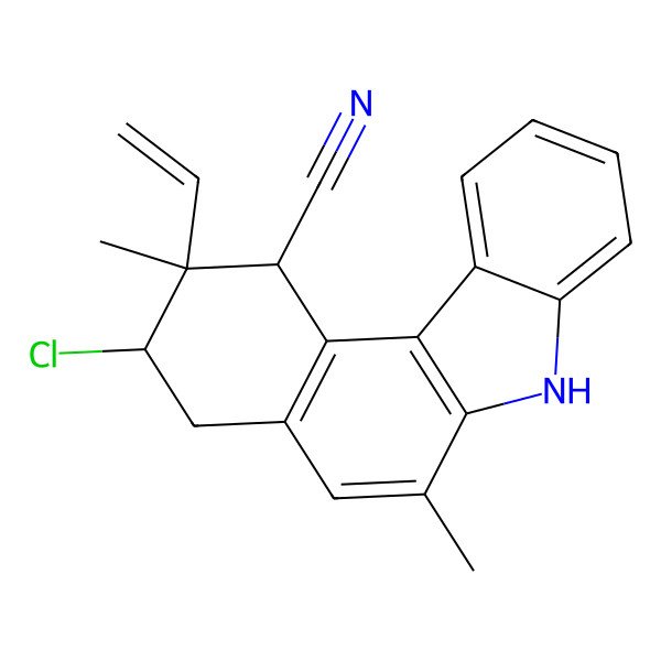2D Structure of 3-Chloro-2-ethenyl-2,6-dimethyl-1,3,4,7-tetrahydrobenzo[c]carbazole-1-carbonitrile
