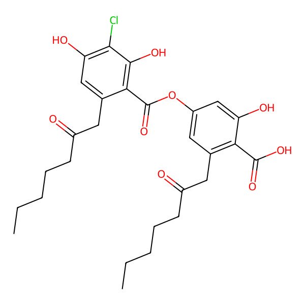 2D Structure of 3-chloro-4-O-demethylmicrophyllinic acid
