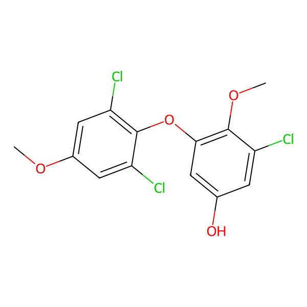 2D Structure of 3-Chloro-5-(2,6-dichloro-4-methoxyphenoxy)-4-methoxyphenol