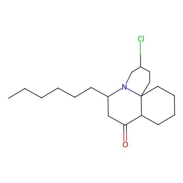 2D Structure of 3-chloro-6-hexyl-2,3,4,6,7,8a,9,10,11,12-decahydro-1H-benzo[j]quinolizin-8-one