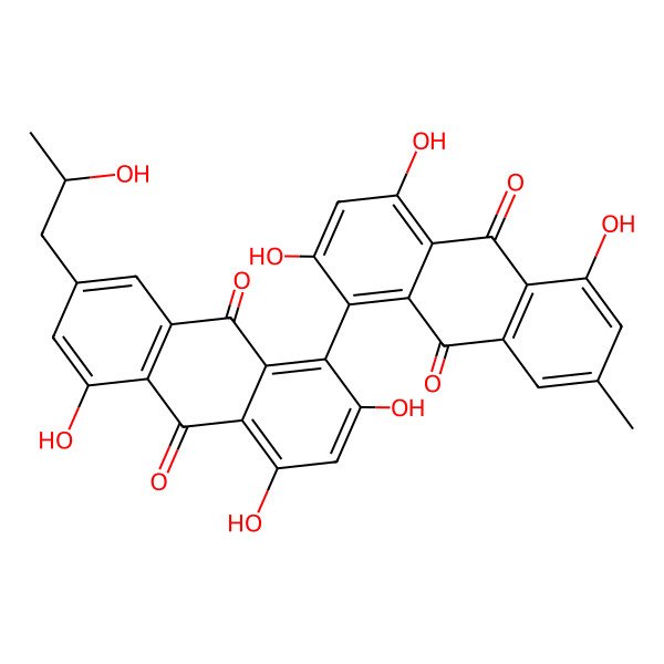 2D Structure of 3-Demethyl-3-(2-hydroxypropyl)-skyrin