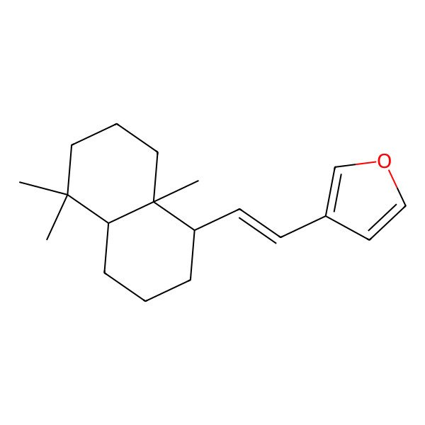 2D Structure of 3-[(E)-2-[(1R,4aS,8aR)-5,5,8a-trimethyl-1,2,3,4,4a,6,7,8-octahydronaphthalen-1-yl]ethenyl]furan