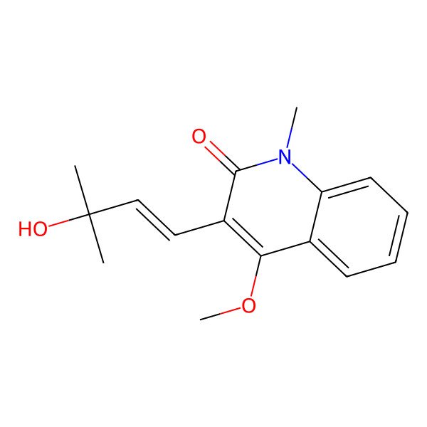 2D Structure of 3-[(E)-3-hydroxy-3-methylbut-1-enyl]-4-methoxy-1-methylquinolin-2-one