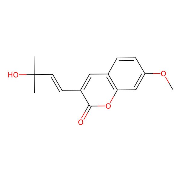 2D Structure of 3-[(E)-3-hydroxy-3-methylbut-1-enyl]-7-methoxychromen-2-one