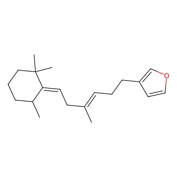 2D Structure of 3-[(E,6E)-4-methyl-6-[(6R)-2,2,6-trimethylcyclohexylidene]hex-3-enyl]furan