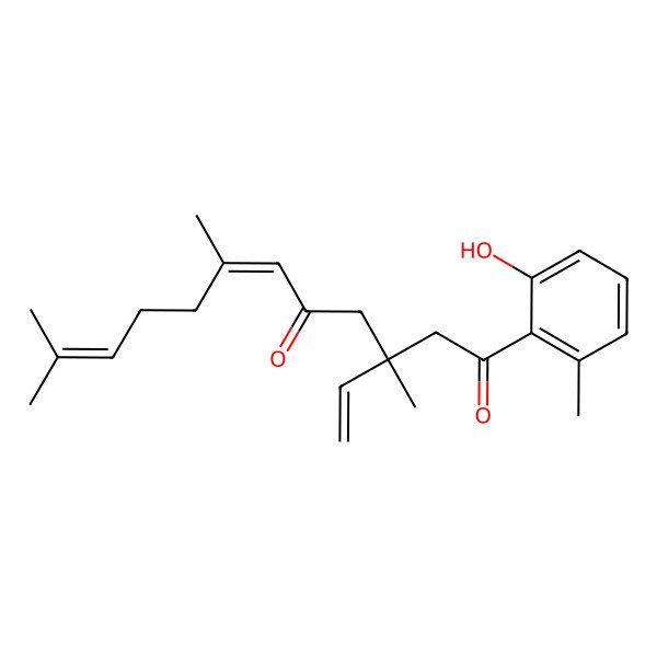 2D Structure of 3-Ethenyl-1-(2-hydroxy-6-methylphenyl)-3,7,11-trimethyldodeca-6,10-diene-1,5-dione