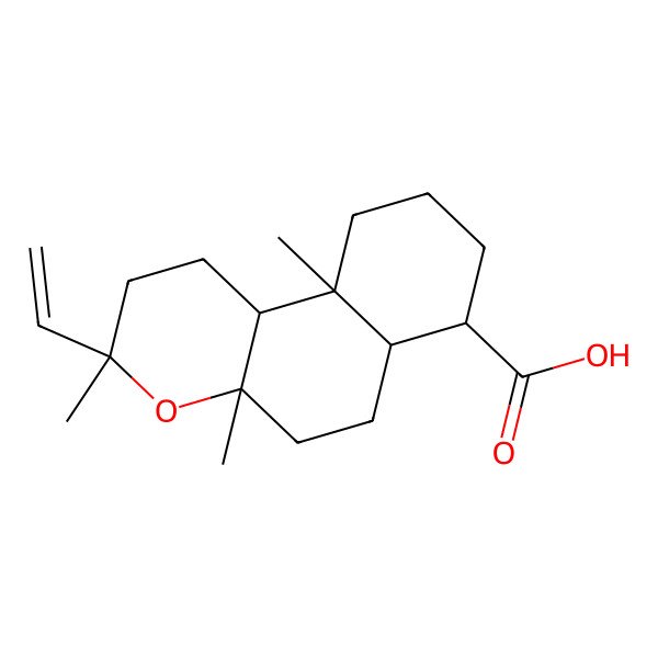 2D Structure of 3-Ethenyl-3,4a,10a-trimethyl-1,2,5,6,6a,7,8,9,10,10b-decahydrobenzo[f]chromene-7-carboxylic acid