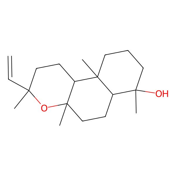 2D Structure of 3-ethenyl-3,4a,7,10a-tetramethyl-2,5,6,6a,8,9,10,10b-octahydro-1H-benzo[f]chromen-7-ol