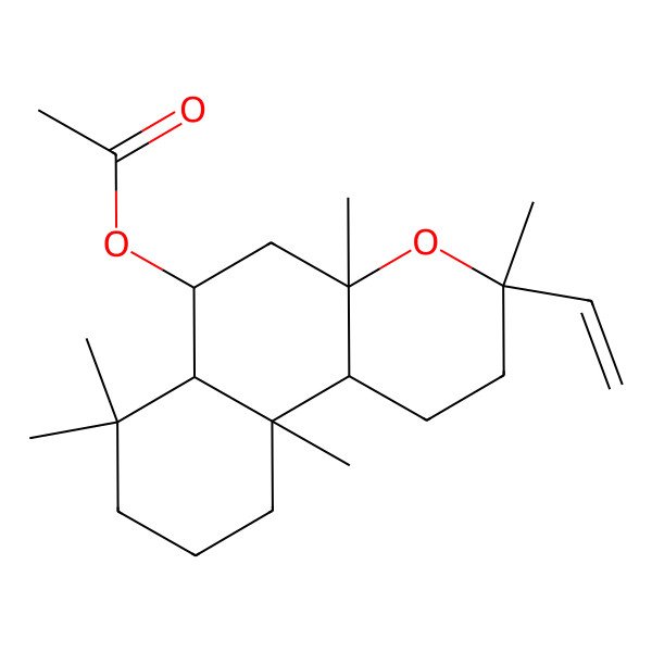 2D Structure of (3-ethenyl-3,4a,7,7,10a-pentamethyl-2,5,6,6a,8,9,10,10b-octahydro-1H-benzo[f]chromen-6-yl) acetate