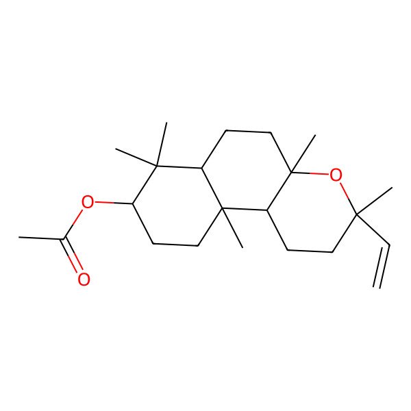 2D Structure of (3-ethenyl-3,4a,7,7,10a-pentamethyl-2,5,6,6a,8,9,10,10b-octahydro-1H-benzo[f]chromen-8-yl) acetate