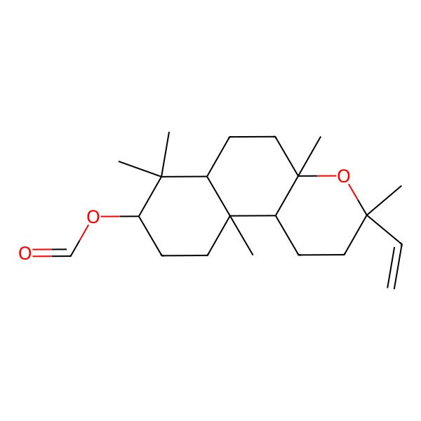 2D Structure of (3-ethenyl-3,4a,7,7,10a-pentamethyl-2,5,6,6a,8,9,10,10b-octahydro-1H-benzo[f]chromen-8-yl) formate