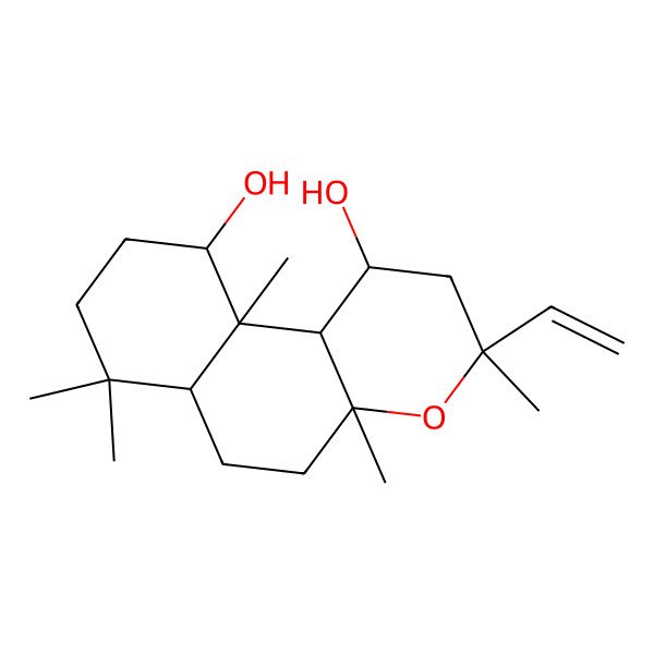 2D Structure of 3-ethenyl-3,4a,7,7,10a-pentamethyl-2,5,6,6a,8,9,10,10b-octahydro-1H-benzo[f]chromene-1,10-diol