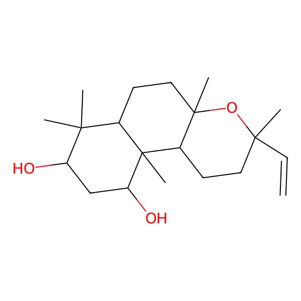 2D Structure of 3-ethenyl-3,4a,7,7,10a-pentamethyl-2,5,6,6a,8,9,10,10b-octahydro-1H-benzo[f]chromene-8,10-diol