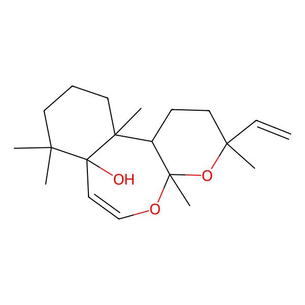 2D Structure of 3-Ethenyl-3,4a,8,8,11a-pentamethyl-1,2,9,10,11,11b-hexahydropyrano[3,2-a][3]benzoxepin-7a-ol